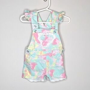 Tie Dye Lace Ruffle Heart Shortall Overall 12m